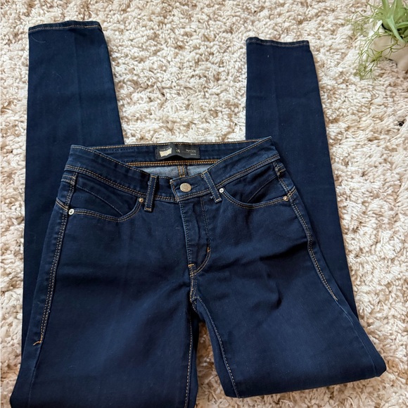 Levi's Denim - Levi's Women's Dark Blue cute solid stitching Skinny Jeans